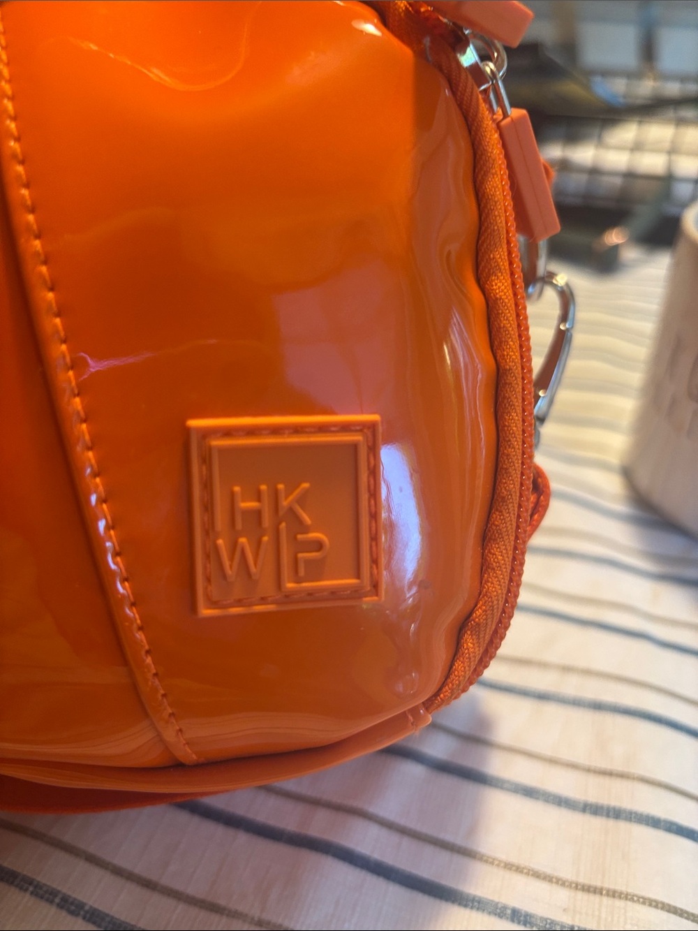 Glossy Orange Patent Crossbody Bag for Women - Picture 6 of 9